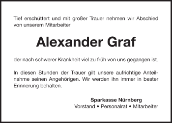 Traueranzeige von Alexander Graf von Pegnitz-Zeitung